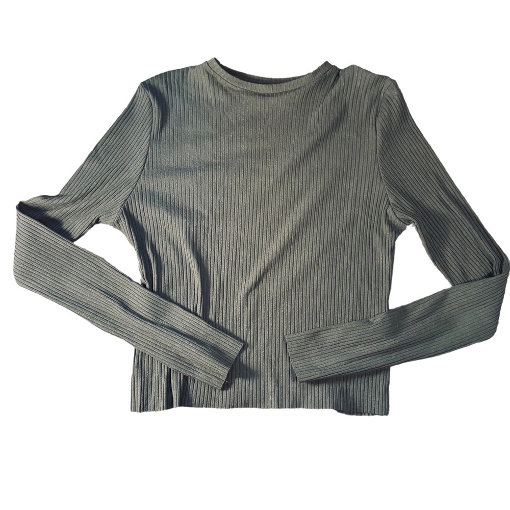 NWOT Hackwith Design House Green Ribbed Long Sleeve Top And Shorts Sz Small - Picture 4 of 13